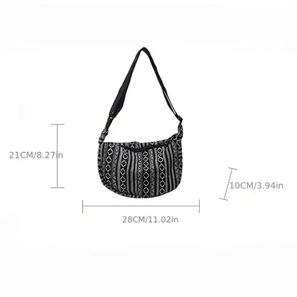 Crossbody Bags Tribal Style Shoulder Bag, Foldable Crossbody Striped Pattern, Flag Theme Hand Washable Edge Painted Lining