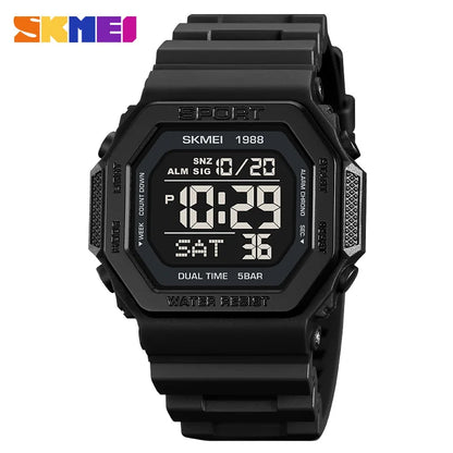 SKMEI 1988 Digital Sport Watch for Men LED Display Military Countdown Military Wristwatches Waterproof Mens Reloj Hombre 1628