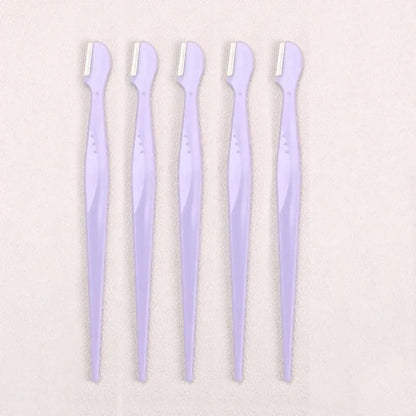 Karsyngirl 2/3/5Pcs Straight Handle Round Head Eyebrow Trimmer Beauty Tools Beginner Anti-scratch Eyebrow Trimmer Eyebrow Razor