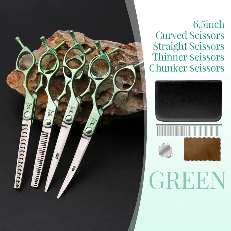 Fenice 6.5 Inch Professional Dog Grooming Scissors Set Kits Straight&Thinner&Curved Grooming Shears Tool Set tesoura wmark
