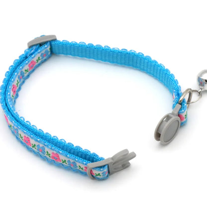 Hand Knitting Flower Pet Collar With Bell Colorful Retro Style Cat Collar Adjustable Safety Necklace For Puppy Cat Accessories