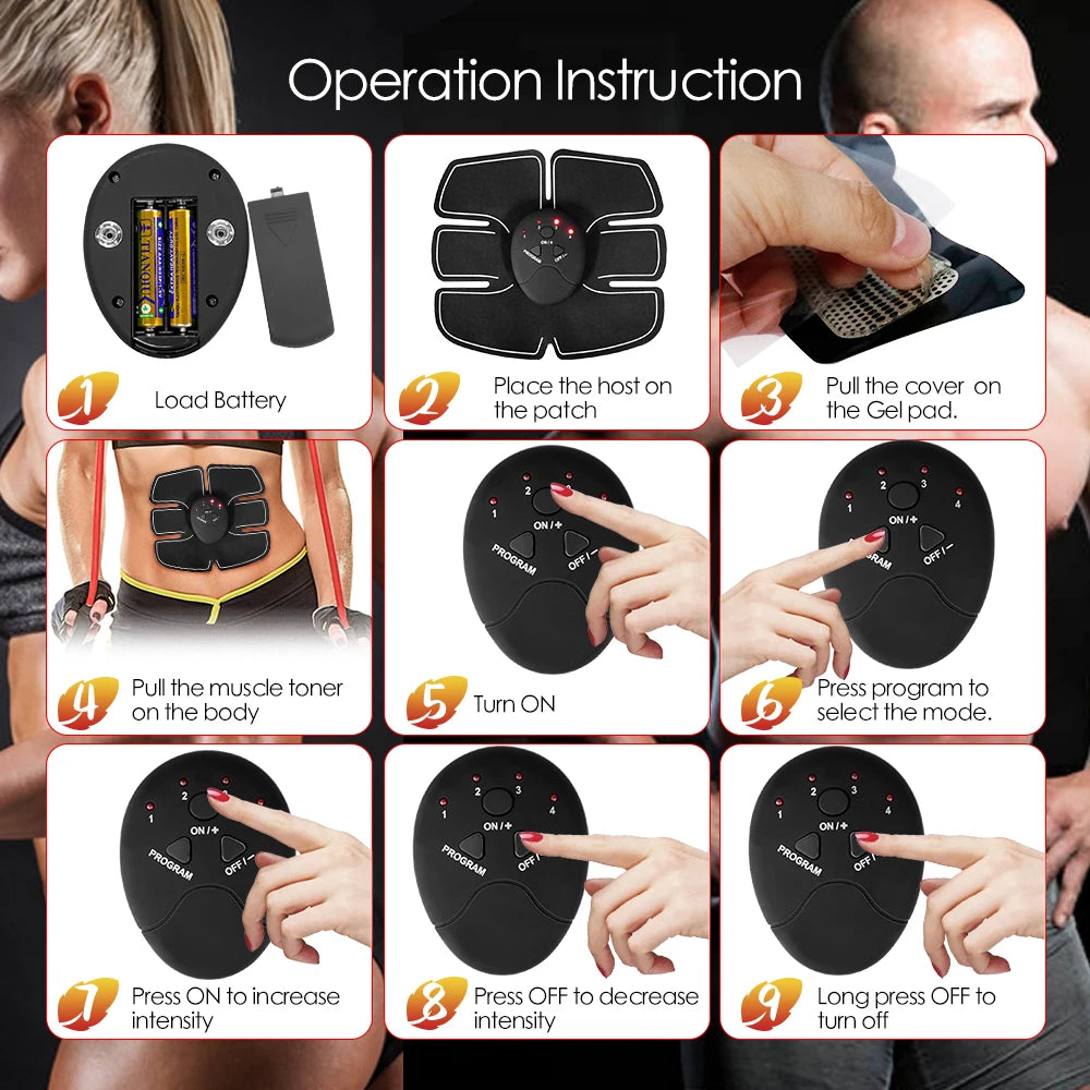 EMS Muscle Stimulator Abdominal Muscle Massager Hip Training Fitness Fat Burning Buttocks Arm Abdomen Trainer Apparatus Slimming