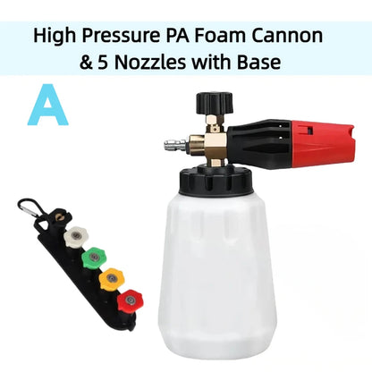 High Pressure PA Foam Cannon  Adjustable Foam sprayer Snow Foam Gun Car Washing Accessories Cleaning Kit for Pressure Washers