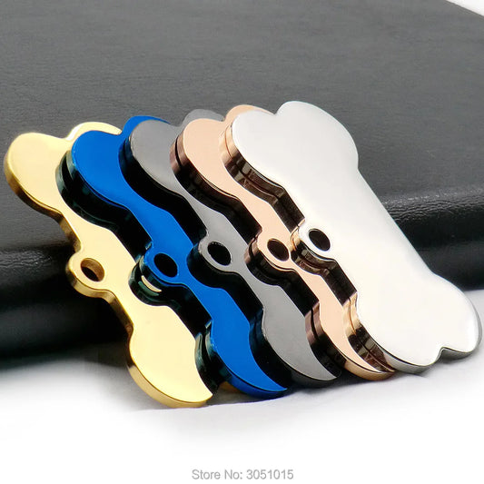 20pcs cat dog ID tag dog Personalized Stainless steel Collar bone pet Charm Pet name pendant Bone Necklace Collar Puppy plate