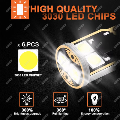 2/4/6/8/10/20 PCS T10 W5W LED Bulb Canbus Car Interior Dome Door Glove Box Trunk License Plate Lights 12V 6SMD 400LM 6500K White