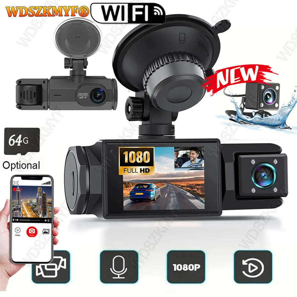 3LENS WIFI Dash Cam Car Camera 1080P Video Recorder Car DVR 2Len Front Options Rear View Camera Night Vision Car Accessories