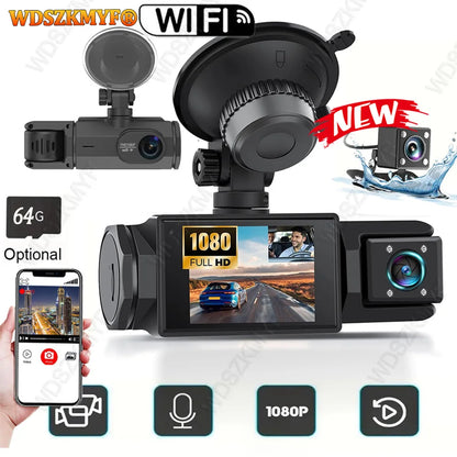 3LENS WIFI Dash Cam Car Camera 1080P Video Recorder Car DVR 2Len Front Options Rear View Camera Night Vision Car Accessories