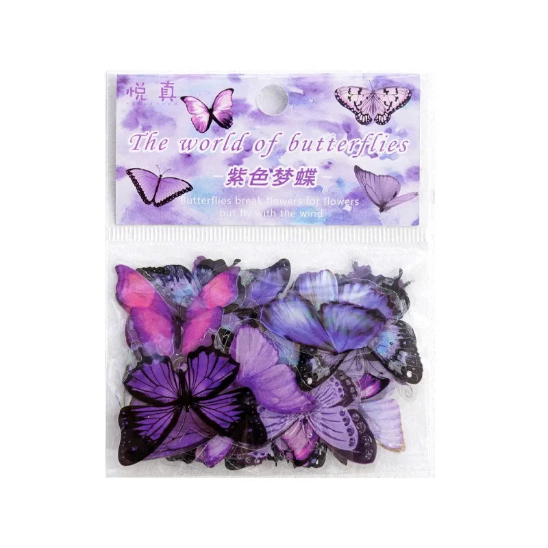 Journamm 40pcs/pack Butterfly Series Stickers Art Collage Junk Journal DIY Scrapbooking PET Waterproof Craft Aesthetics Stickers