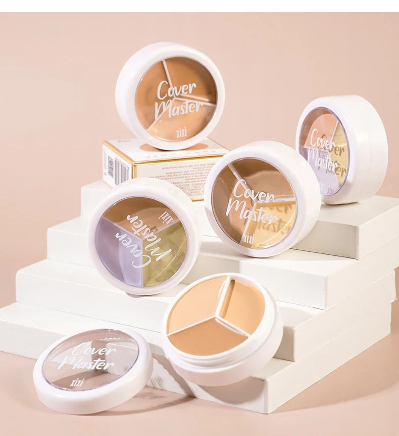XIXI Pure Holding Makeup Three Color Concealer Spot Acne Print Repair Foundation Dark circles are not easy to stick powder
