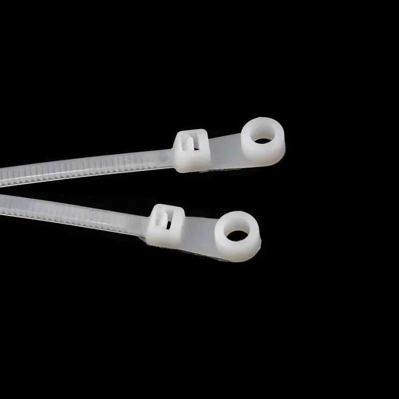 500/100PCS Screw Hole Cable Ties Reusable Fixed Nylon Cable Ties Self-locking Cord Ties Straps Fastening Loop Office Organizer