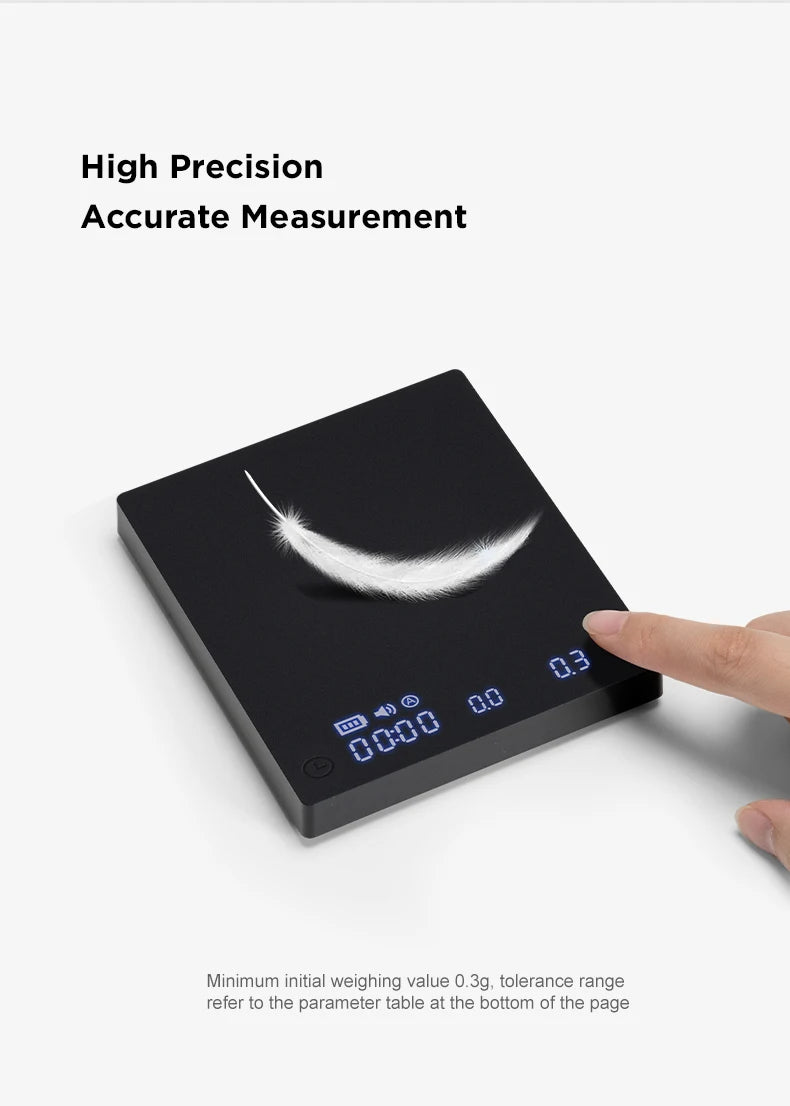 TIMEMORE Scale Black Mirror Mini Pour over Espresso Scale With Brewing Flow Rate and Heat Insulation Pad Electronic Coffee Scale