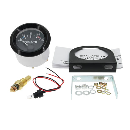 Auto Car 2" 52mm Water Temp Gauge 40~120 Celsius Temperature Meter Sensor 1/8NPT Gasoline Car 12V Auto Instrument Black Shell