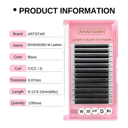 ARTSTAR W Shaped Lashes 3D 4D 5D 6D Premade Fans Eyelash Extensions C  D CC Curl W Style  Automatic Flowering Volume Eyelashes