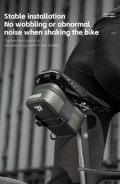 WEST BIKING Bicycle Saddle Bag 600D TPU Seamless Waterproof Wear-Resistant Rotating Lacing Buckle Mini Saddlebag Bike Accessory