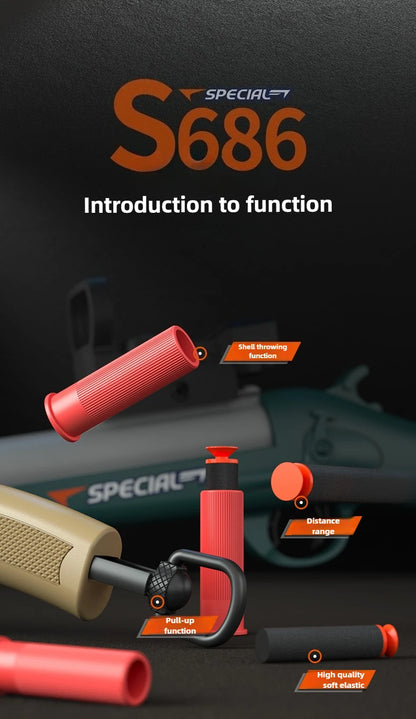 S686 Throwing Shell Toy Gun Soft Bullet Airsoft Launcher Outdoor Sports CS Game Pistola Shooter Fun Toy for Boys Gift