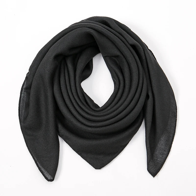 90*90cm Thin Soft Square Scarves for Women Simplicity Solid Color Cotton Linen Headscarf Muslim Female's Hijabs Bag Accessories
