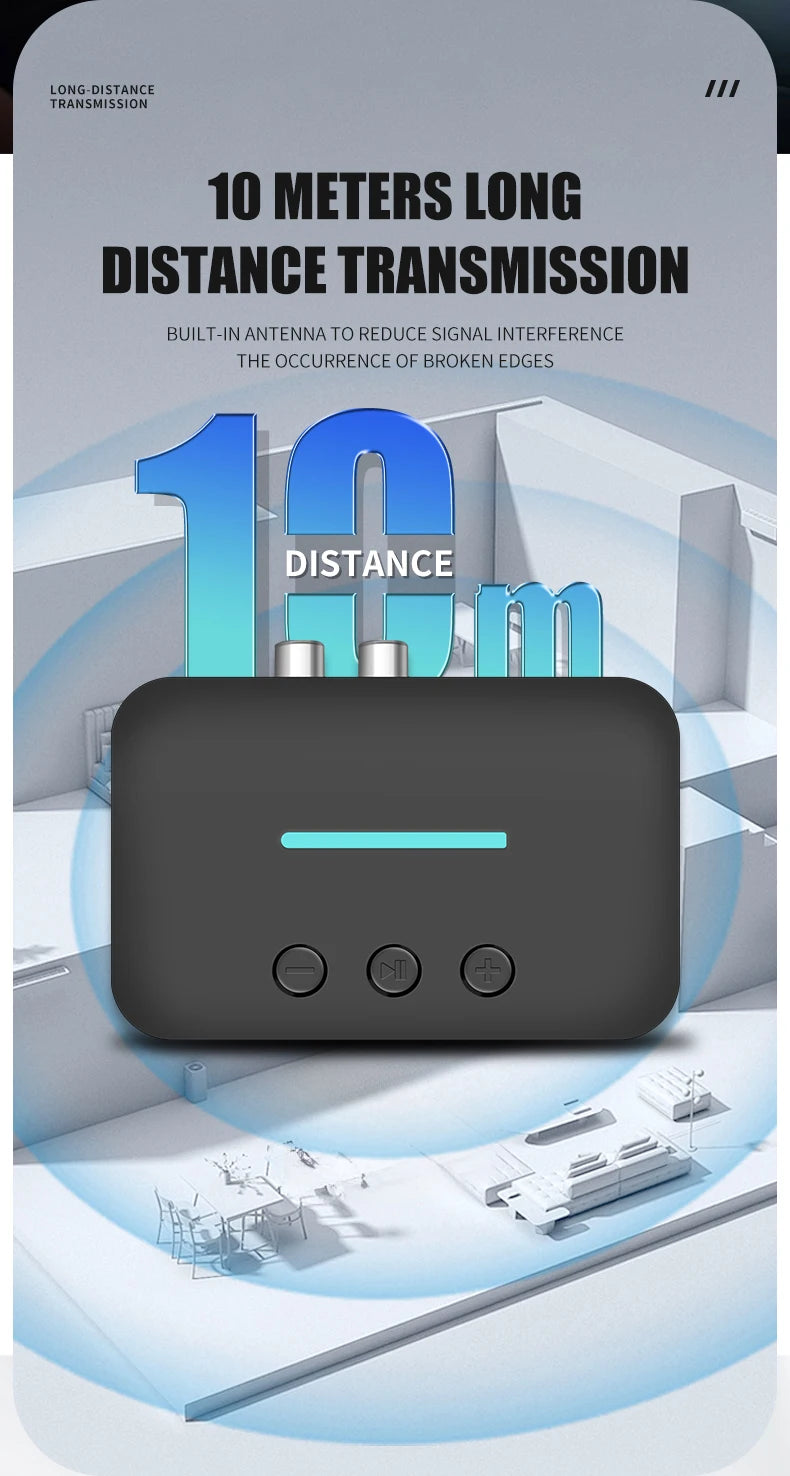 USB Bluetooth 5.3 Audio Receiver Adapter Wireless Stereo Music 3.5mm AUX R/L RCA Support U-Disk Playback For Desktop Speaker Amp