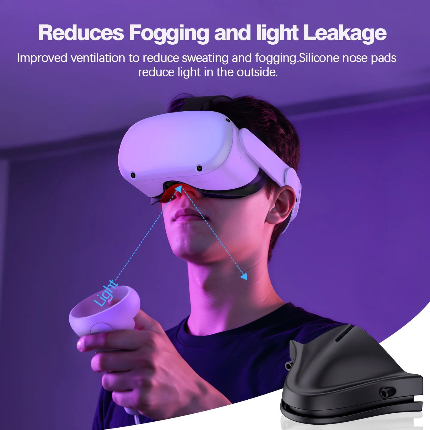 HUADAI design Face Cushion Pad Compatible with Quest 2/Quest 3/Quest 3S Accessories , with Glasses Spacer Air-Circulation Design