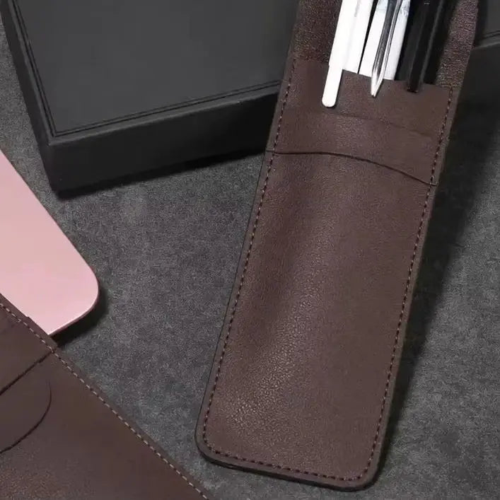 Vintage Frosted PU Leather Flap Pen Case High-end Fountain Pen Protective Sleeve Large Capacity Double Set of Pen Case