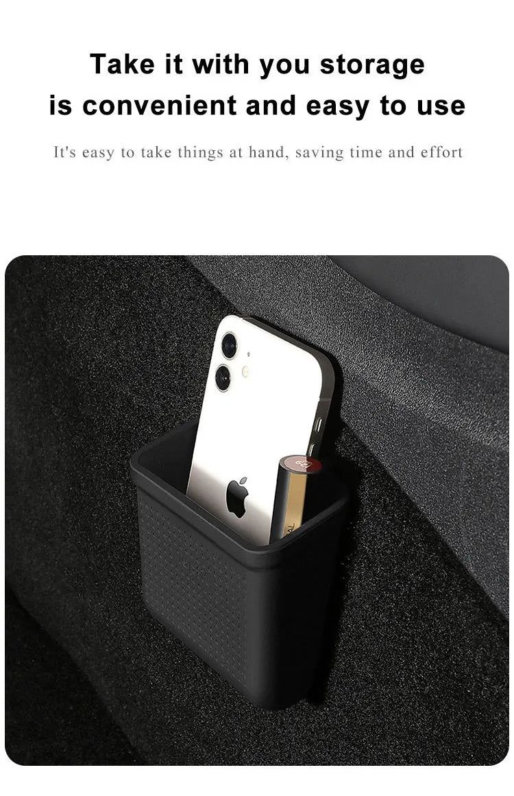 Silicone Car Storage Box For Tesla Model 3 Y S X 2017-2022 2023 Hidden Organizer Tray Bag Box Phone Coin Holder Auto Accessories
