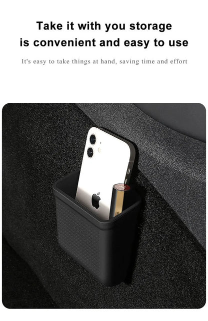 Silicone Car Storage Box For Tesla Model 3 Y S X 2017-2022 2023 Hidden Organizer Tray Bag Box Phone Coin Holder Auto Accessories