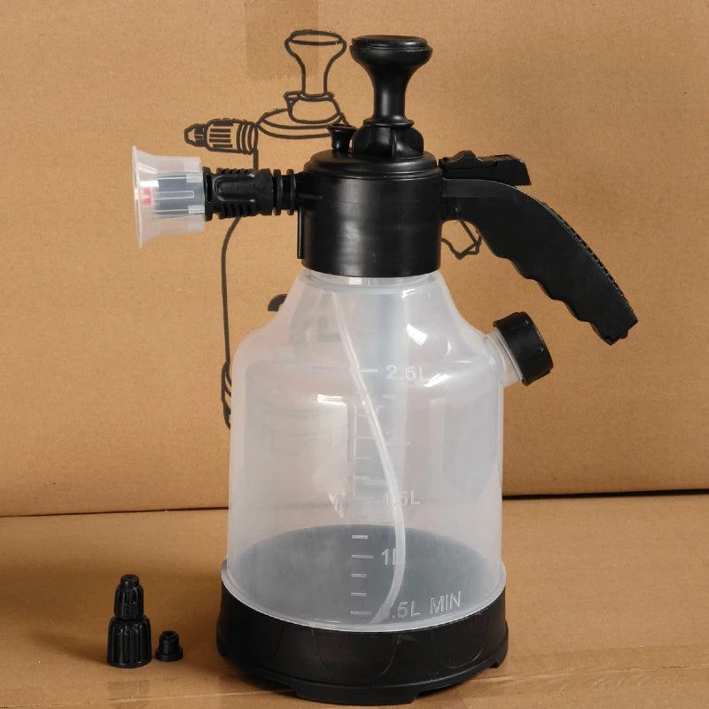 Hand Pump Foam Sprayer with 3 Types of Nozzle Hand Pneumatic Foam Cannon Snow Foam Car Wash Spray Bottle Car Window Cleaning