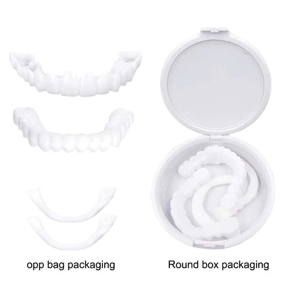 2 Pairs Silicone Denture Set Fit Temporary Orthodontic Teeth Dentures Fake Tooth Oral Hygiene Care Whitening Dentures Simulation