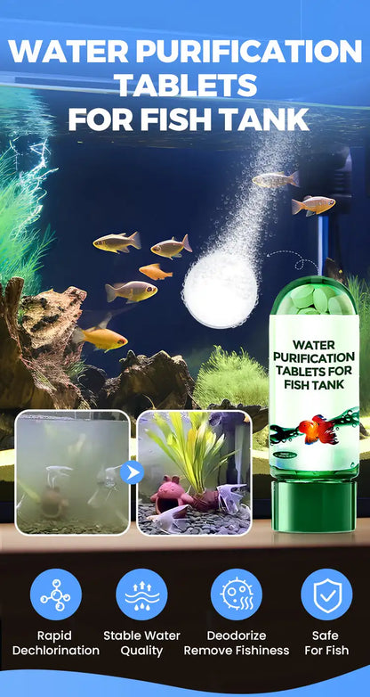 Water Purification Tablets Eco-Friendly Aquarium Water Purifier Fast-Acting Fish Tank Cleaning Solution Aquarium Water Clarifier