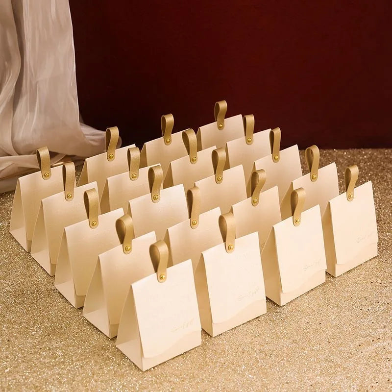 10pcs Creative Leather Portable Gift Box High-end Portable Wedding Candy Paper Box Party Packaging Supplies Paper Box