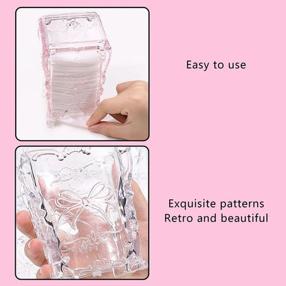 Cotton Pad Nails Storage Box Butterfly Transparent Pink Design Napkins Container Brush Organizer Makeup Case Nail Art Tools