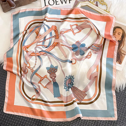 68cm Women's Simulated Silk Square Scarf Fashionable and Versatile High-end Scarfs Bag Clothing Accessories Square Scarf