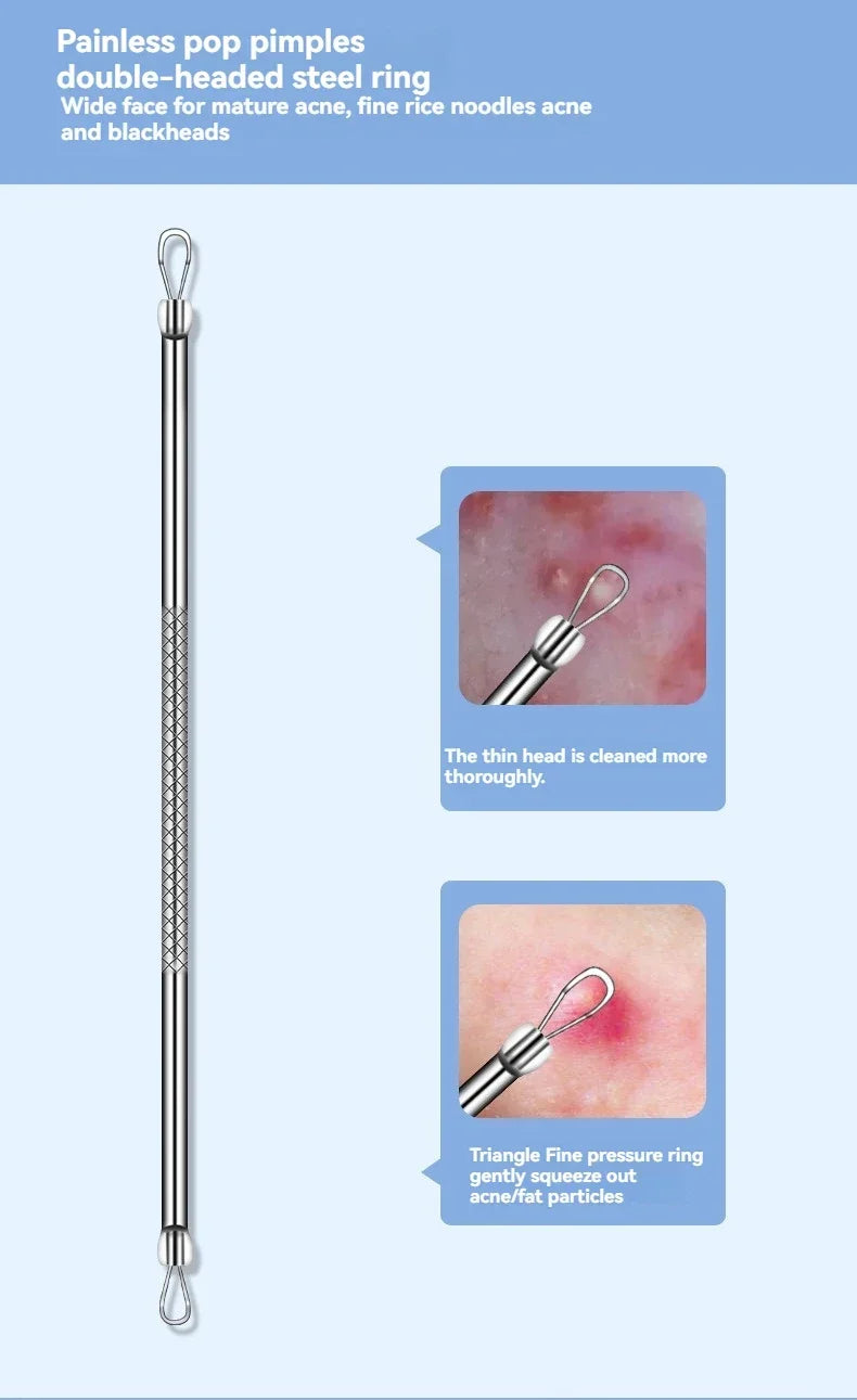 11Pcs/Set Acne Needle Blackhead Clip Remover Extraction Pore Black Head Cleaner Face Skin Care Cleansing Needle Tool Cell Clamp