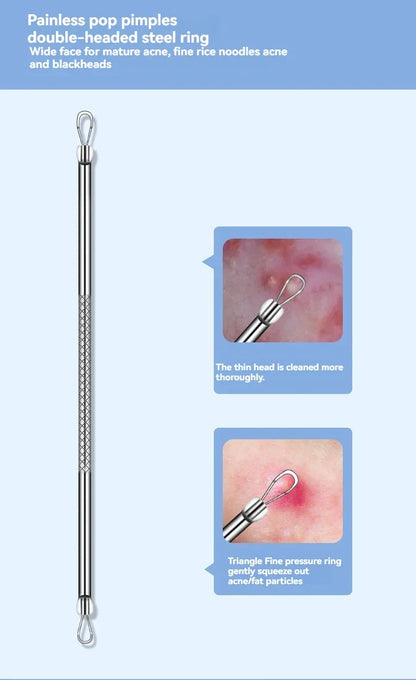 11Pcs/Set Acne Needle Blackhead Clip Remover Extraction Pore Black Head Cleaner Face Skin Care Cleansing Needle Tool Cell Clamp