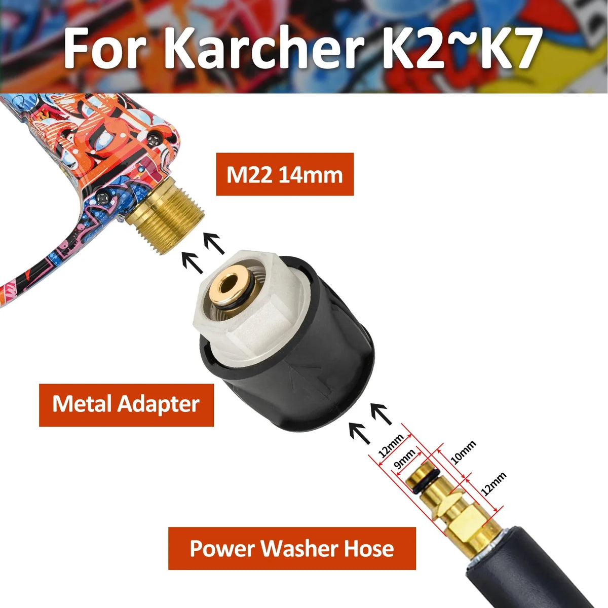 Pressure Washer Water Gun Kit for Car Cleaning Hose Connector For Karcher Nilfisk Parkside Bosch Quick Connector Nozzles