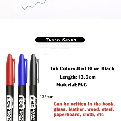 6-20PCs/Set PermanentMarker Pen Fine Point Waterproof Markers Thin Nib Crude Nib Black Blue Red Ink 1.5mm Fine Color Marker Pens