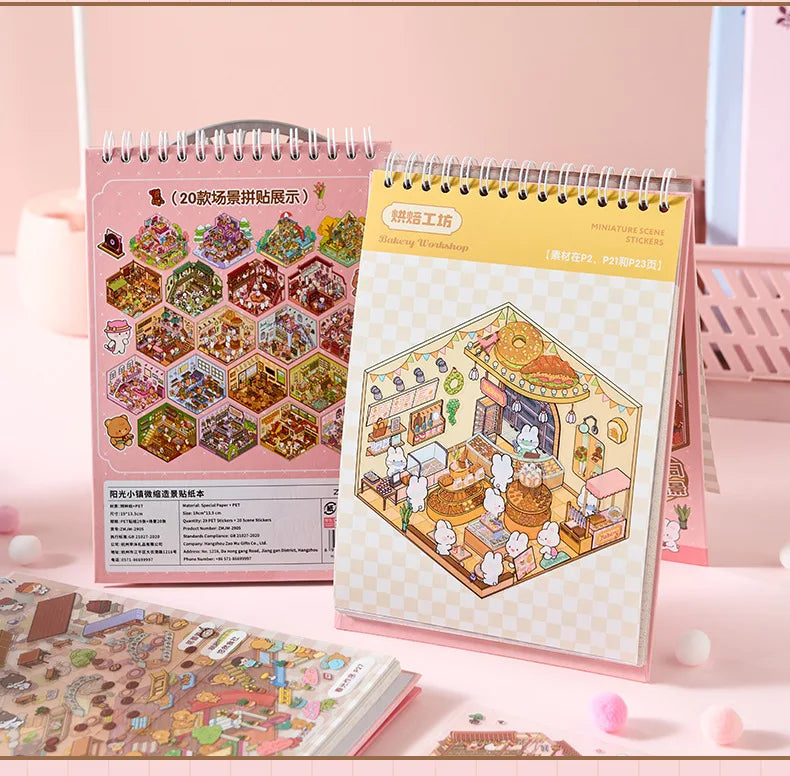 Mr Paper 49pcs Sunny Town Series miniature scene creation sticker book for DIY handbook Students Back-to-school season Gifts