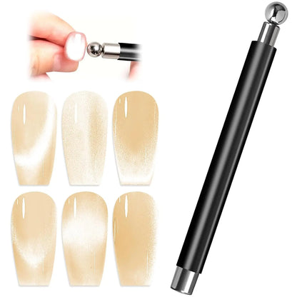 LINMANDA 3 In 1 Dual Headed Cat Eye Nail Art Magnetic Stick Multifunctional Nail Art Magnet Design Tool Suitable for Home DIY