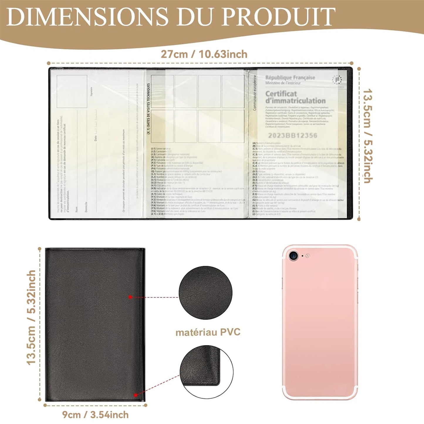 Gray card pocket package and registration Protection cover insurance-plastic transparent pouch for Motorbike Car Documents (1/2, black)