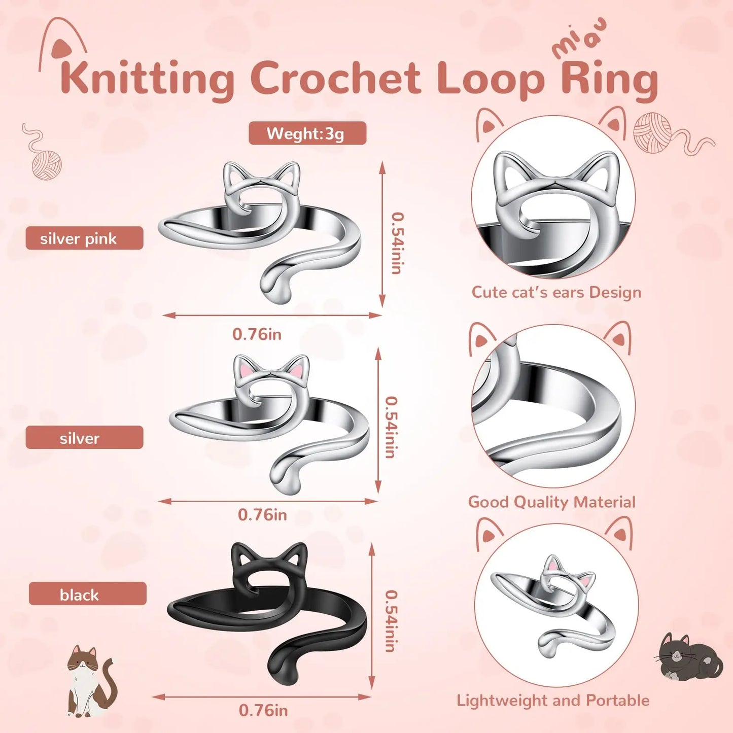 2pcs Adjustable Knitting Crochet Loop Ring Knittied Yarn Guide Finger Faster Holder Thimble Crocheters Thread Ring Sewing Tools