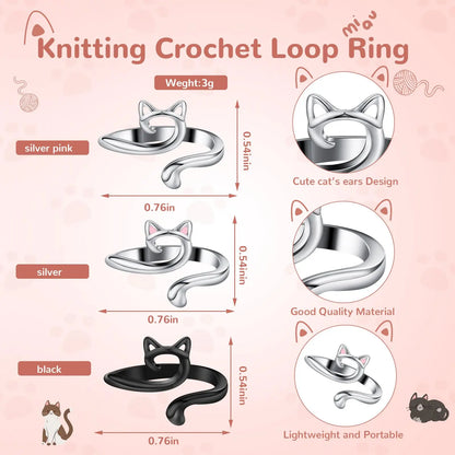 2pcs Adjustable Knitting Crochet Loop Ring Knittied Yarn Guide Finger Faster Holder Thimble Crocheters Thread Ring Sewing Tools