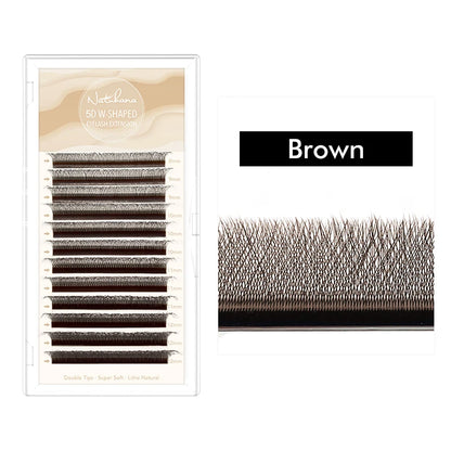 NATUHANA 3D 4D 5D W-Shape Eyelash Extension C D L LU(M) Curl Colorful Lashes High Quality Clover W Brown Shape Eyelash