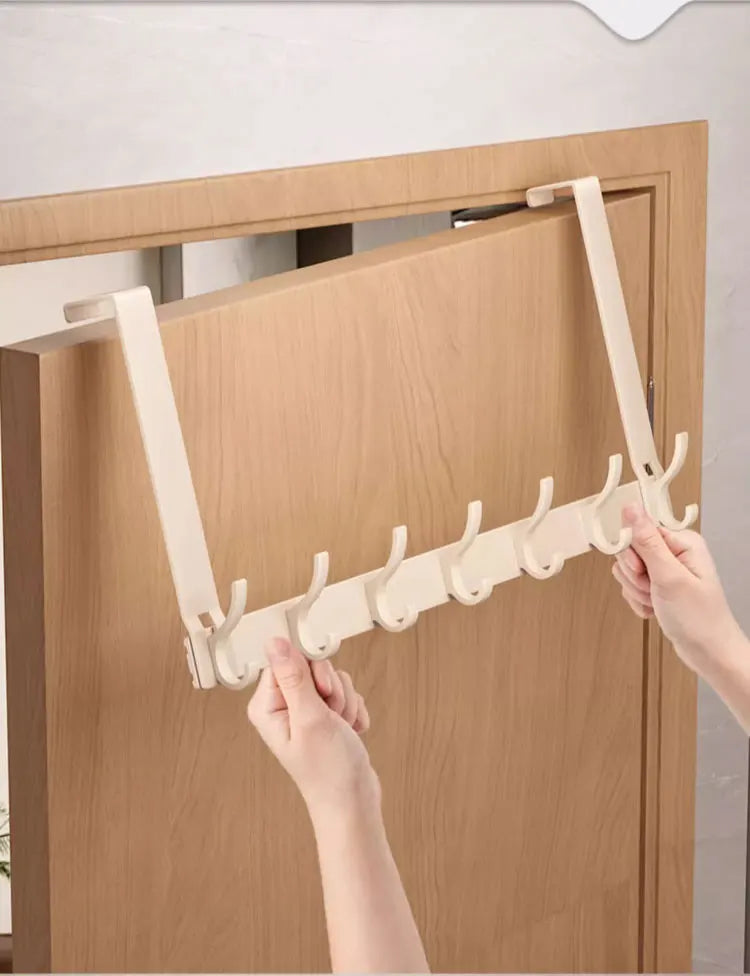 Over the Door Storage Organizer Hanger Clothes Hooks Behind The Door Wall Hanger Hooks No Punch Coat Rack Home Storage Door Hook