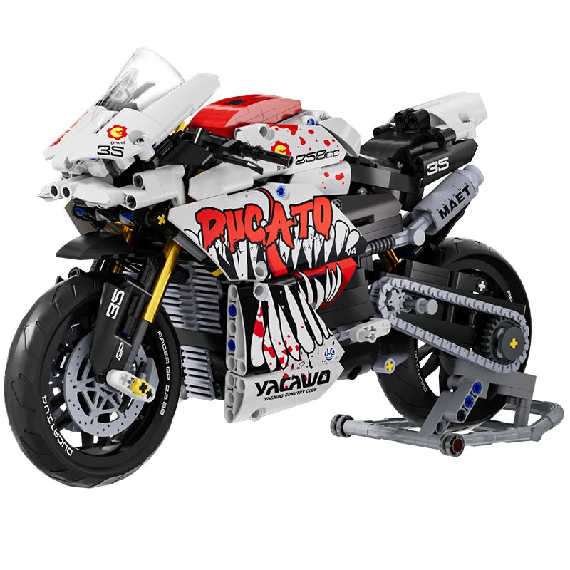 Technical V4 Motorcycle Building Blocks Set Famous Super Motorbike Model Kit Racing Bricks Teens Assembled Toys Gifts For Boys