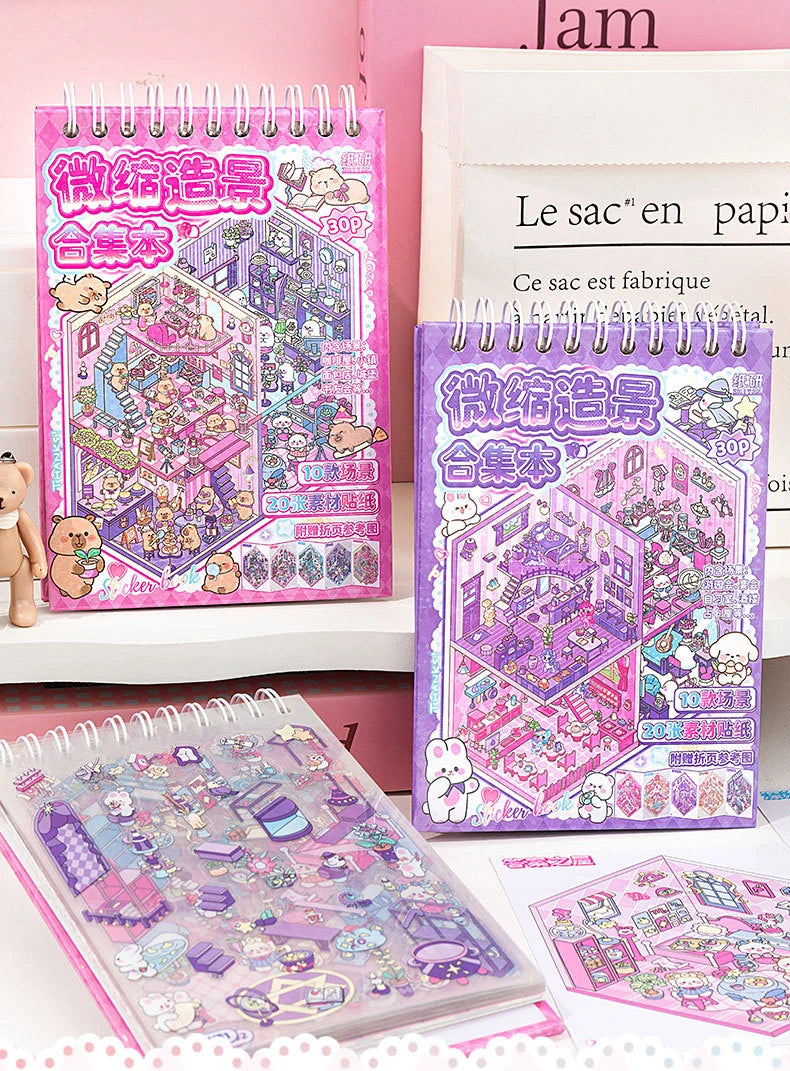 Mr.Paper 30Pcs 3D Miniature Scene Stickers, Layered Diorama Decals for Journal Scrapbooking, Puzzle Craft DIY Stress Relief