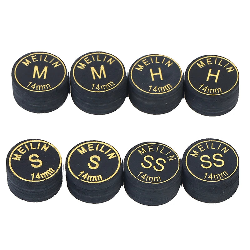 2 Pcs/lot 14mm Japanese Multi-Ply Heads Black Gold Professional Fancy Nine-Ball Cue Head Snooker Billiard Heads Hard Soft Heads