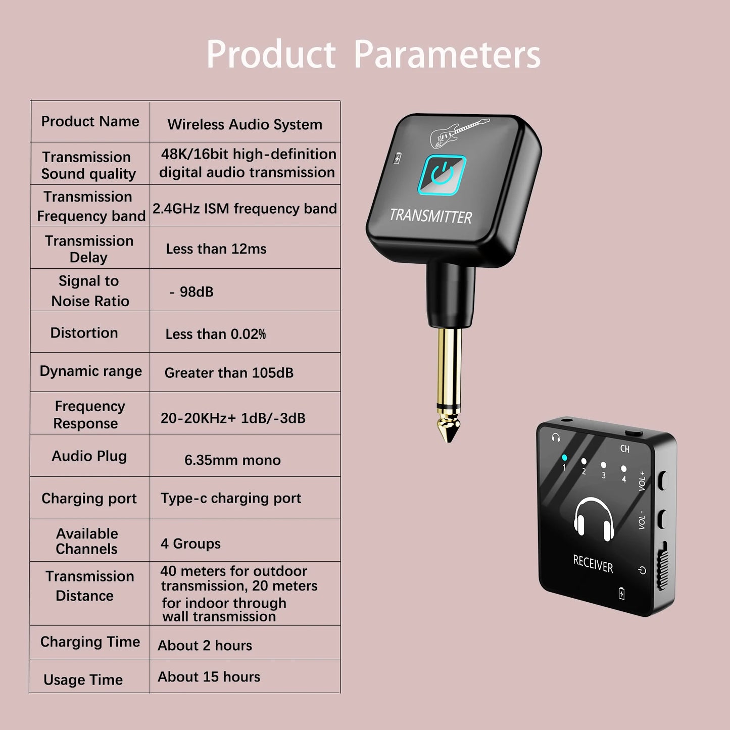 IEM System, Wireless In Ear Monitoring System with Transmitter and Lavalier Receiver, SUID Lavalier Receiver, for Band Rehearsal