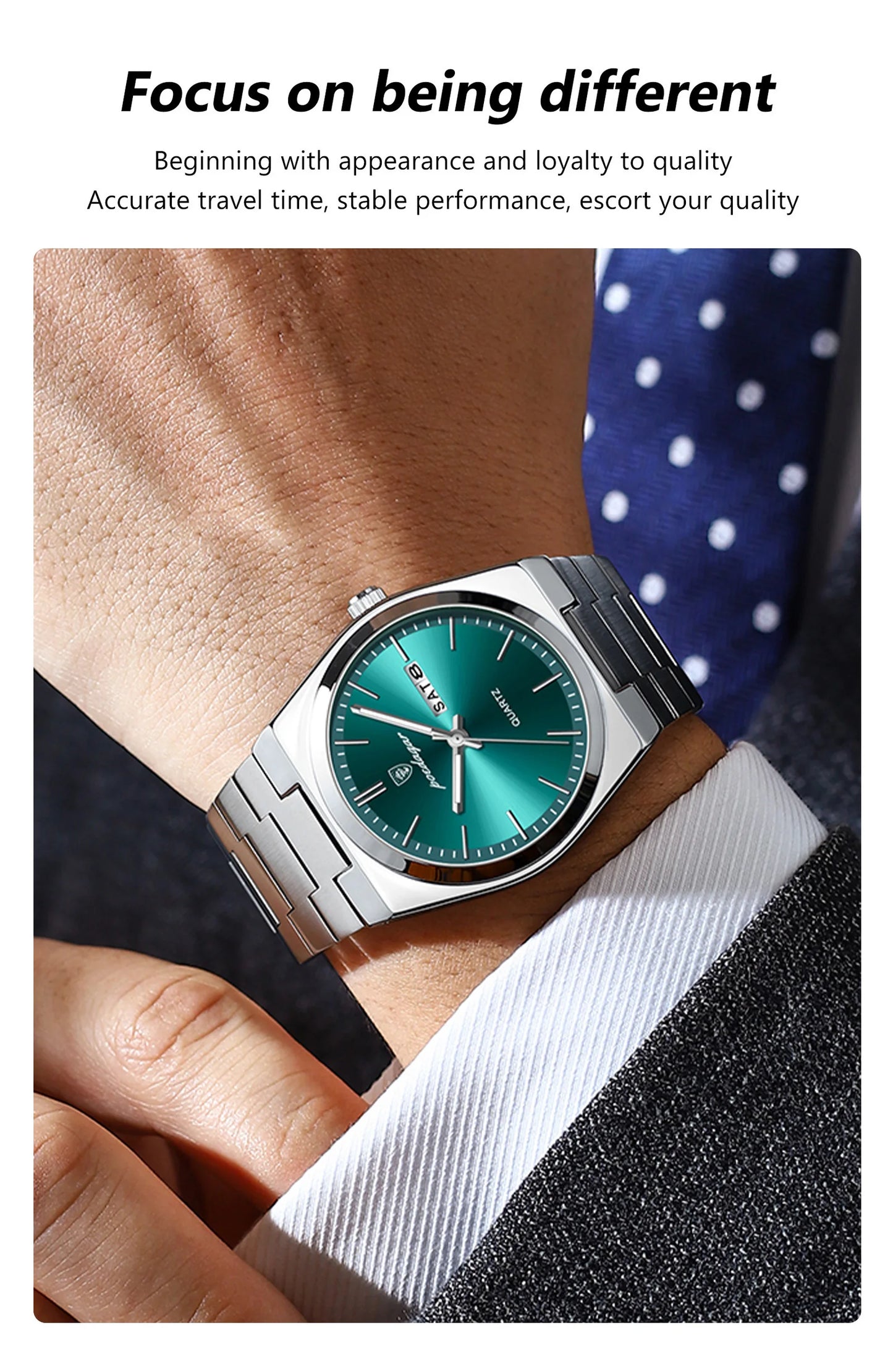 POEDAGAR Exquisite Business Men Watch Stainless Steel Waterproof Luminous Man Wristwatch Date Week Classic Men's Quartz Watches