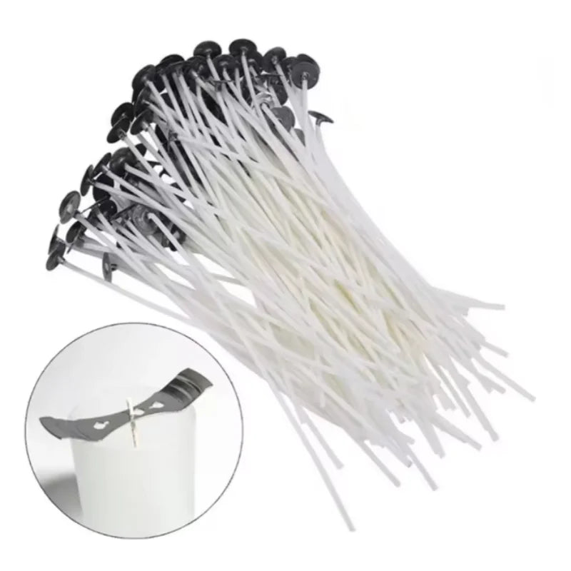 50/100pcs Candle Wicks Holder Waxed Cotton Candle Wicks Set with Stand Original Smokeless Candle Wicks Soy Oil Wax Core Supplies