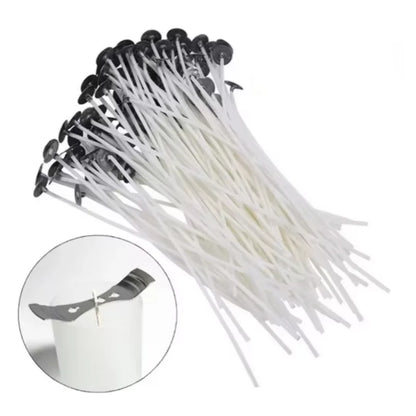 50/100pcs Candle Wicks Holder Waxed Cotton Candle Wicks Set with Stand Original Smokeless Candle Wicks Soy Oil Wax Core Supplies