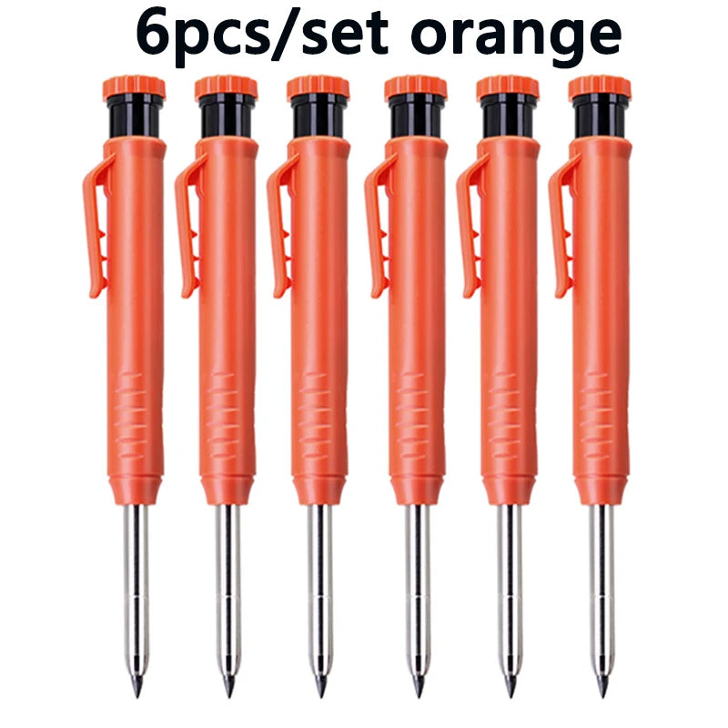 6Pcs Engineering Drawing Woodworking Marking Mechanical Pencils, 2.8mm Long Head Carpenter Pencil, Applicable Construction Works